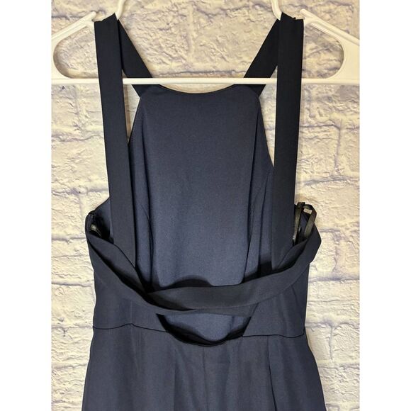 NWT Dessy Collection Dress Cutaway Shoulder Crepe Column Midnight Blue Size 4 - Picture 5 of 10